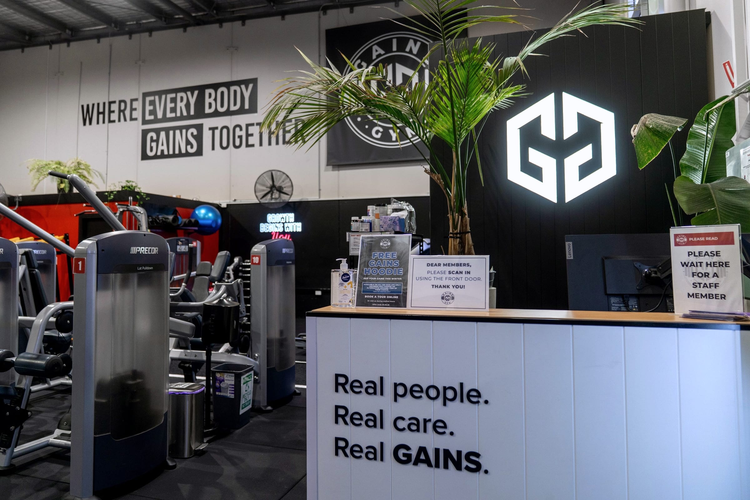 GAINS gym entrance and reception